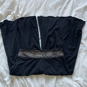 Vintage One Heart Black Embroided Wide Leg Pants